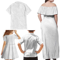 Samoan DNA Art Tattoo Family Matching Off Shoulder Maxi Dress and Hawaiian Shirt Polynesian Pattern All White LT03 - Polynesian Pride