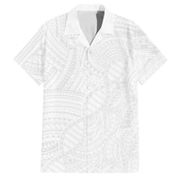 Samoan DNA Art Tattoo Family Matching Off Shoulder Short Dress and Hawaiian Shirt Polynesian Pattern All White LT03 Dad's Shirt - Short Sleeve White - Polynesian Pride