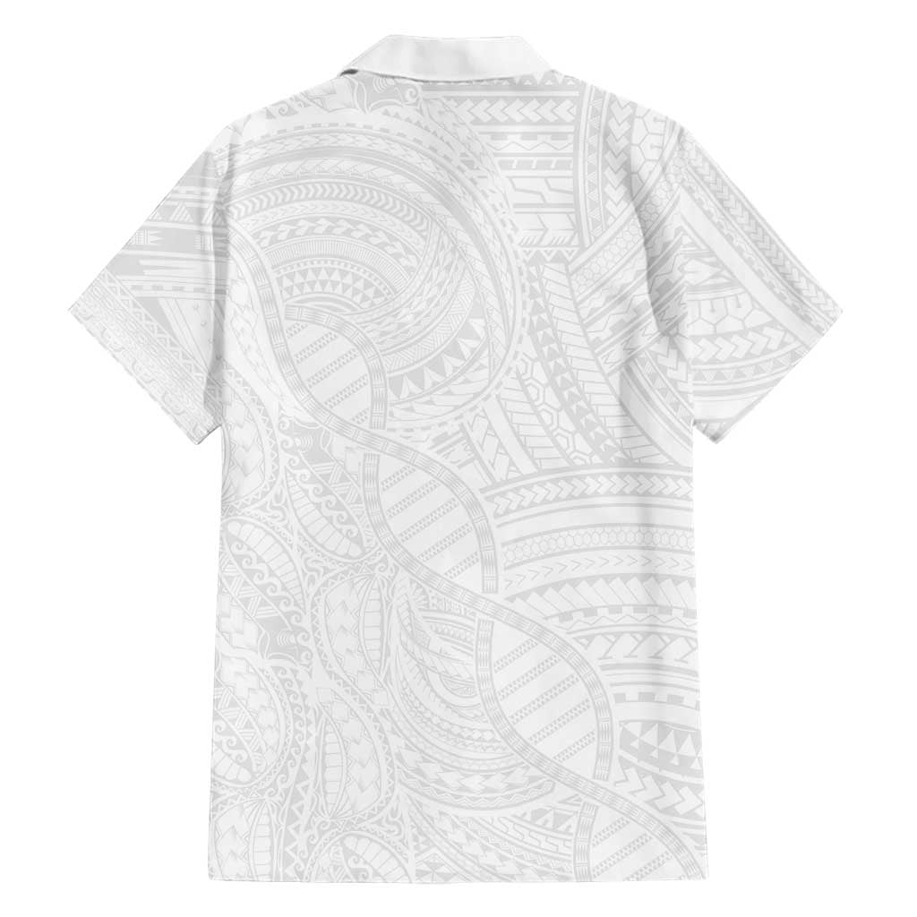 Samoan DNA Art Tattoo Family Matching Puletasi and Hawaiian Shirt Polynesian Pattern All White