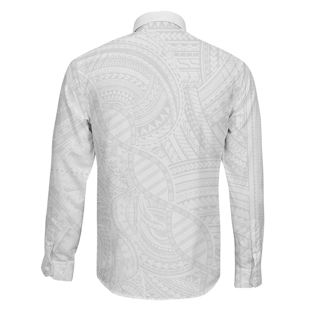 Samoan DNA Art Tattoo Family Matching Summer Maxi Dress and Hawaiian Shirt Polynesian Pattern All White LT03 - Polynesian Pride