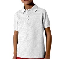 Samoan DNA Art Tattoo Kid Polo Shirt Polynesian Pattern All White