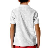 Samoan DNA Art Tattoo Kid Polo Shirt Polynesian Pattern All White