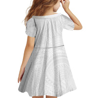 Samoan DNA Art Tattoo Kid Short Sleeve Dress Polynesian Pattern All White LT03 - Polynesian Pride