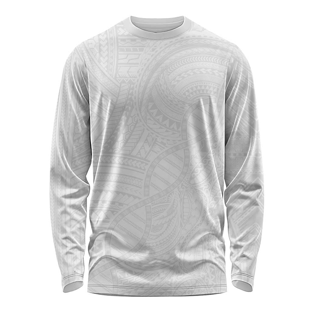 Samoan DNA Art Tattoo Long Sleeve Shirt Polynesian Pattern All White