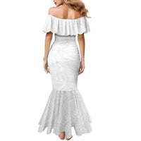 Samoan DNA Art Tattoo Mermaid Dress Polynesian Pattern All White