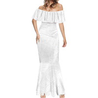 Samoan DNA Art Tattoo Mermaid Dress Polynesian Pattern All White