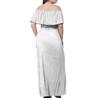 Samoan DNA Art Tattoo Off Shoulder Maxi Dress Polynesian Pattern All White LT03 - Polynesian Pride