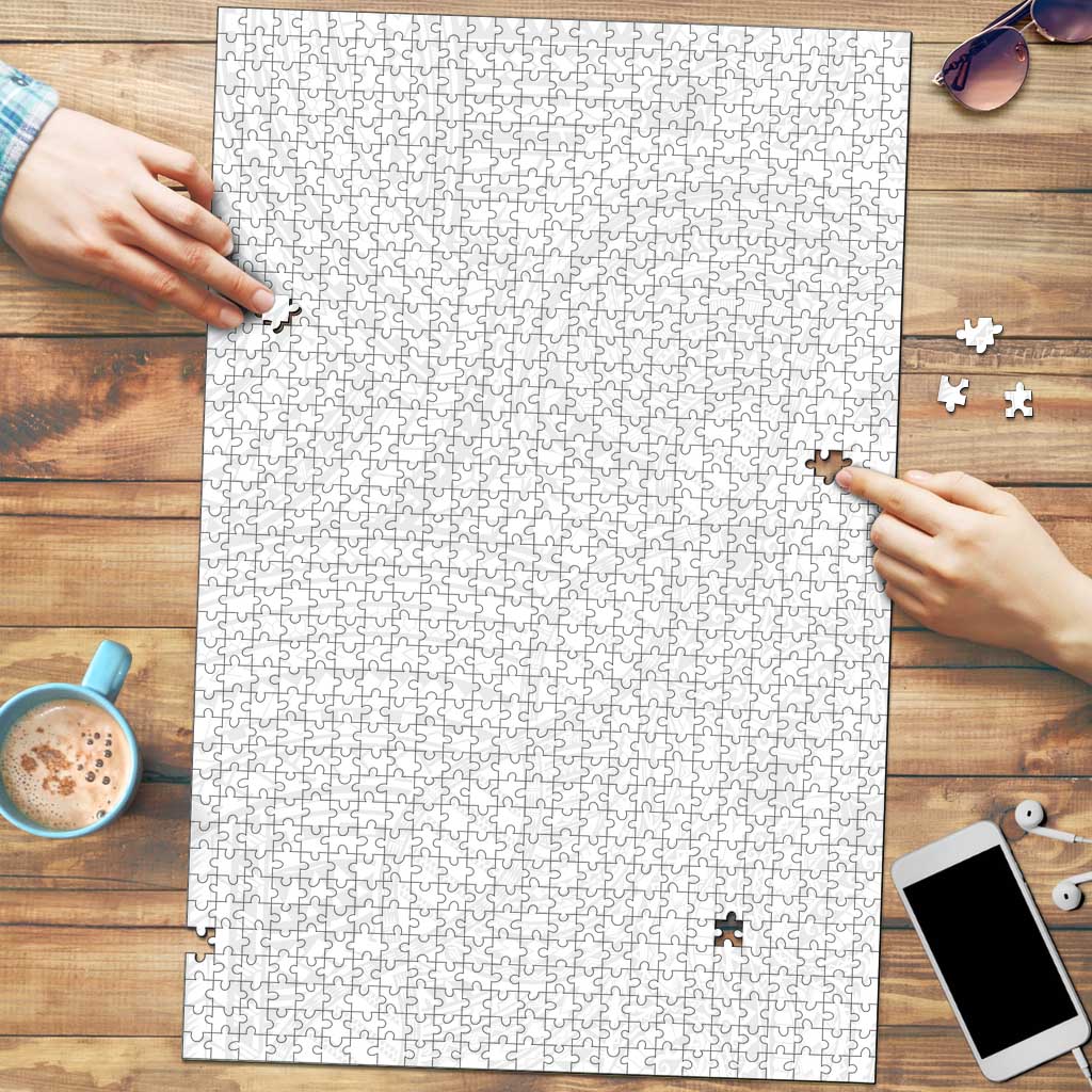 Samoan DNA Art Tattoo Puzzle Polynesian Pattern All White