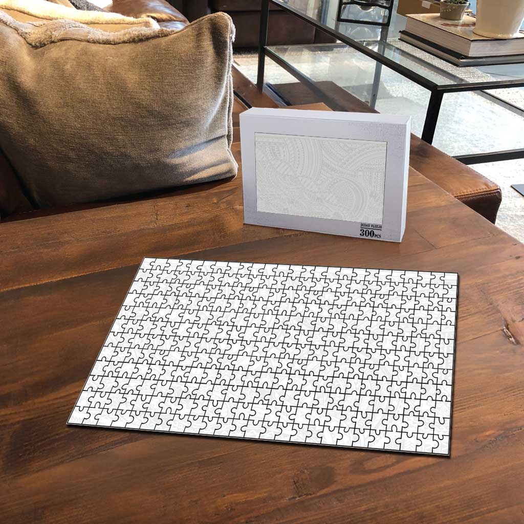 Samoan DNA Art Tattoo Puzzle Polynesian Pattern All White
