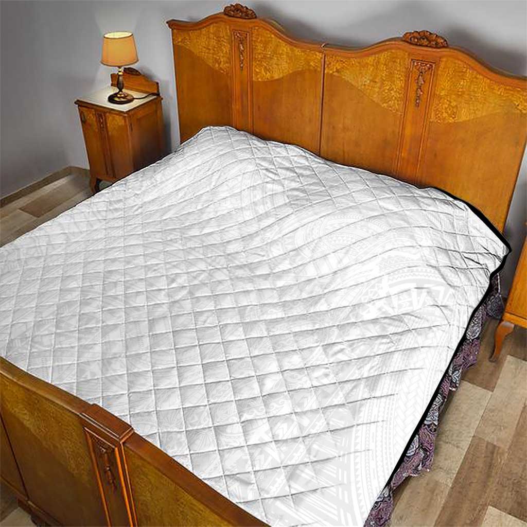 Samoan DNA Art Tattoo Quilt Polynesian Pattern All White