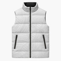 Samoan DNA Art Tattoo Sleeveless Puffer Jacket Polynesian Pattern All White