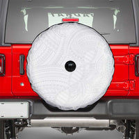 Samoan DNA Art Tattoo Spare Tire Cover Polynesian Pattern All White LT03 - Polynesian Pride