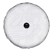 Samoan DNA Art Tattoo Spare Tire Cover Polynesian Pattern All White LT03 - Polynesian Pride