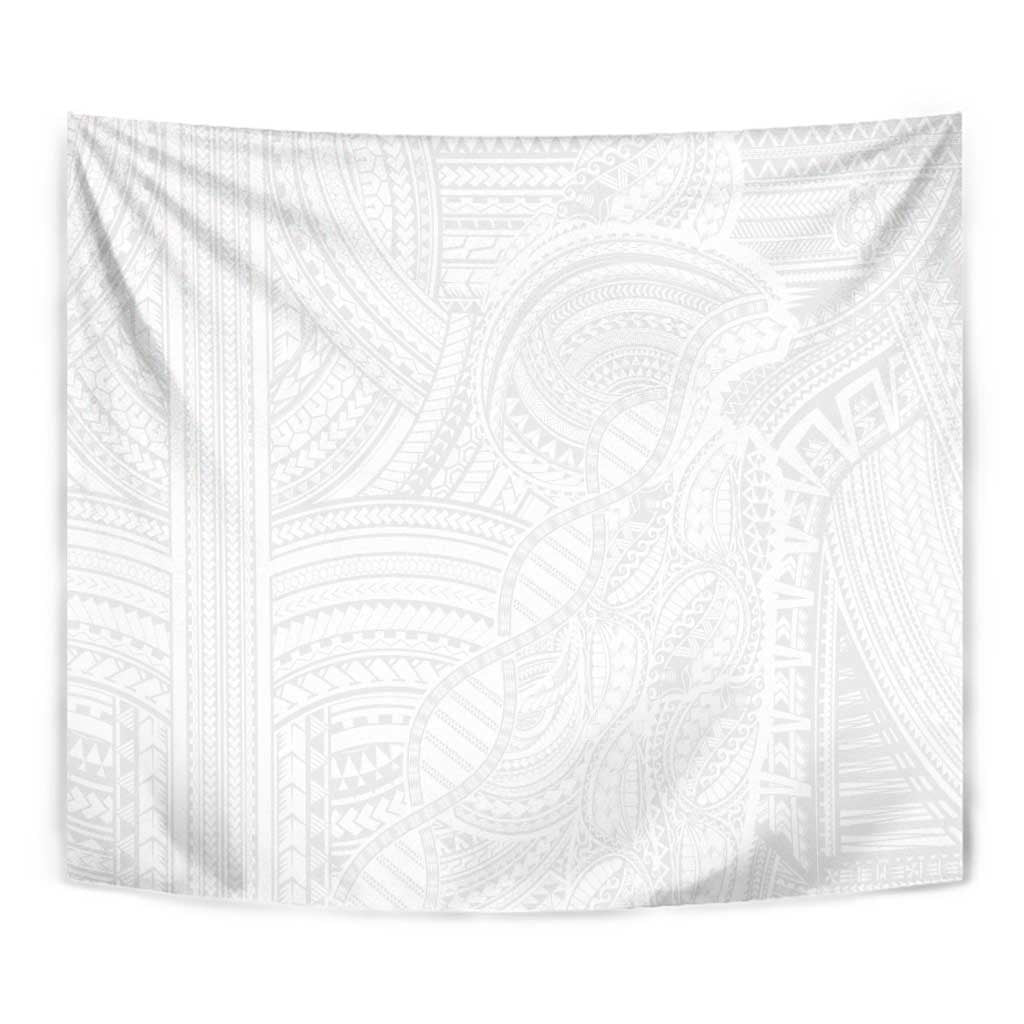 Samoan DNA Art Tattoo Tapestry Polynesian Pattern All White