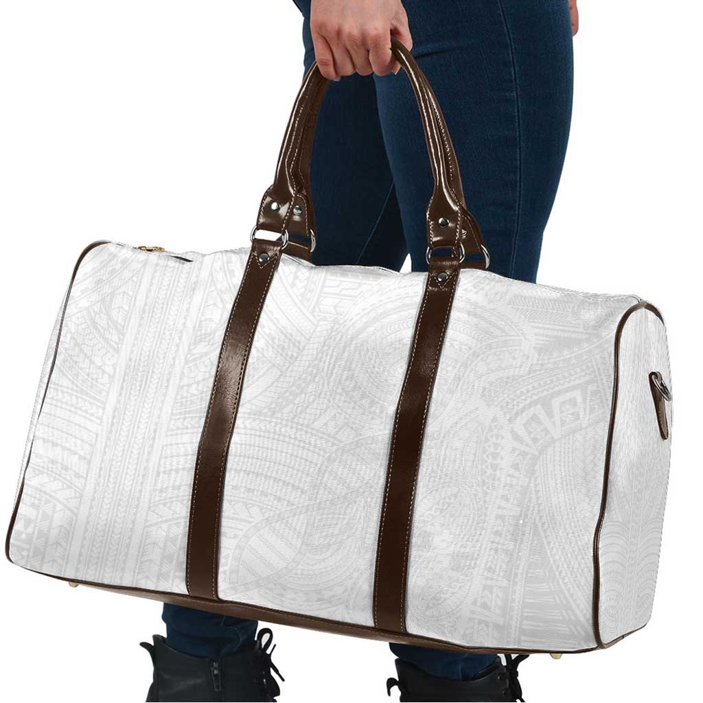Samoan DNA Art Tattoo Travel Bag Polynesian Pattern All White