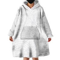 Samoan DNA Art Tattoo Wearable Blanket Hoodie Polynesian Pattern All White