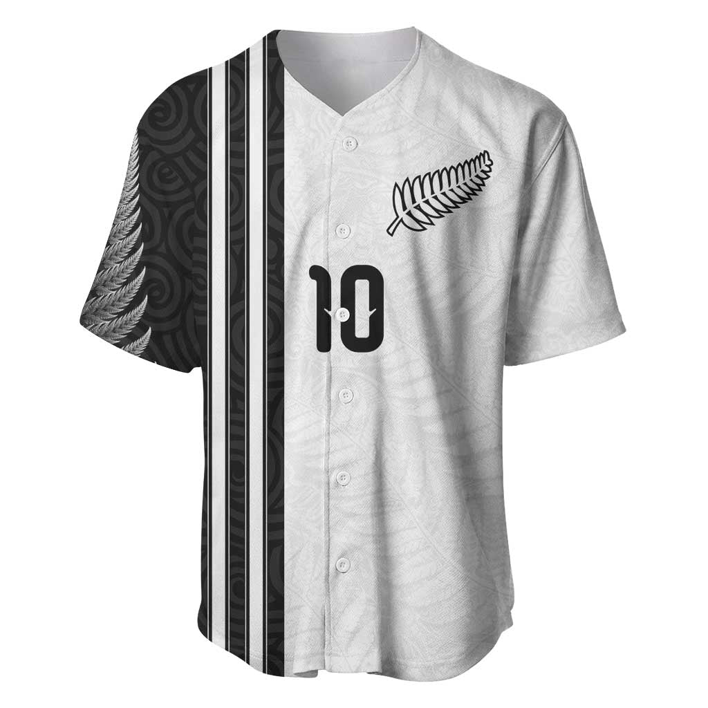Custom New Zealand Football Baseball Jersey Silver Fern and Maori Tribal Black White Half Sporty Style LT03 Multicolor - Polynesian Pride