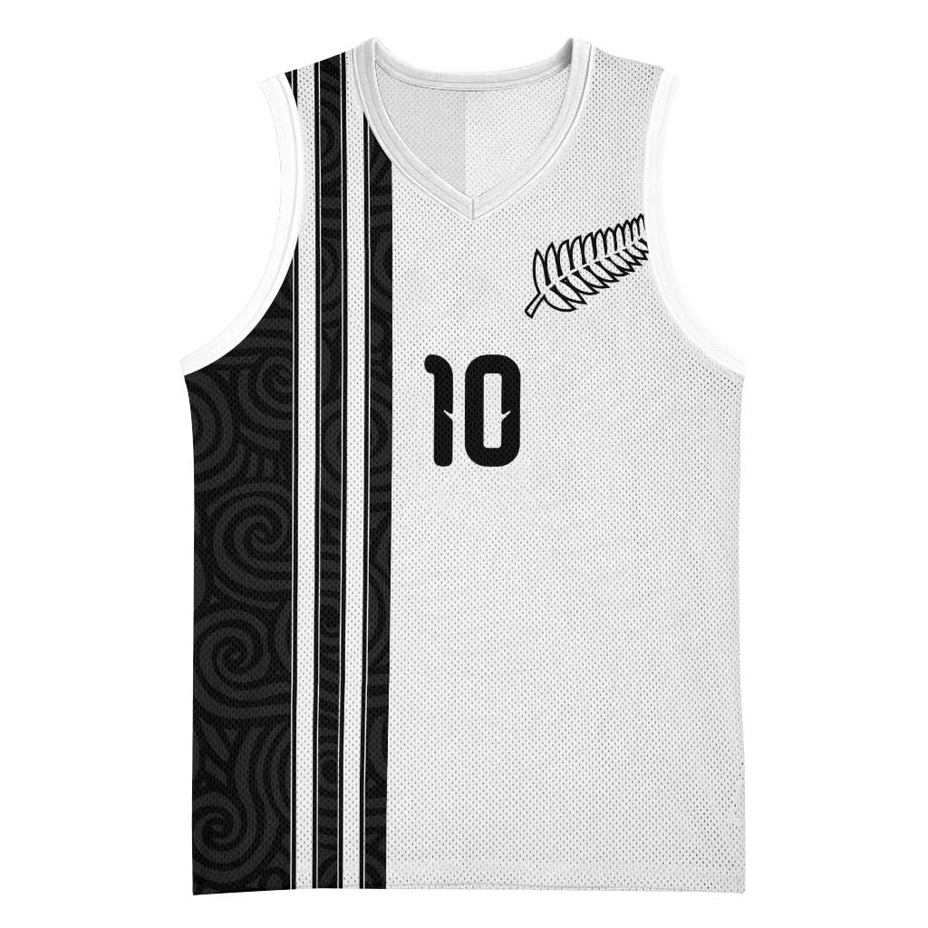 Custom New Zealand Football Basketball Jersey Silver Fern and Maori Tribal Black White Half Sporty Style LT03 Unisex Multicolor - Polynesian Pride