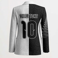 Custom New Zealand Football Blazer Silver Fern and Maori Tribal Black White Half Sporty Style LT03 - Polynesian Pride
