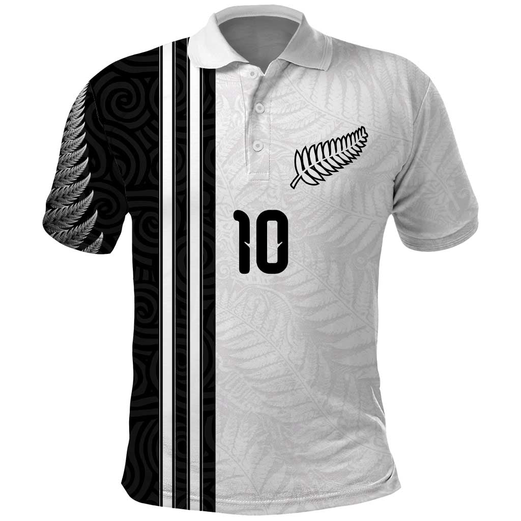 Custom New Zealand Football Polo Shirt Silver Fern and Maori Tribal Black White Half Sporty Style LT03 Multicolor - Polynesian Pride