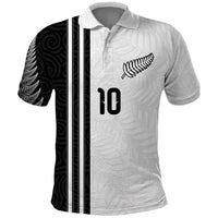 Custom New Zealand Football Polo Shirt Silver Fern and Maori Tribal Black White Half Sporty Style LT03 Multicolor - Polynesian Pride