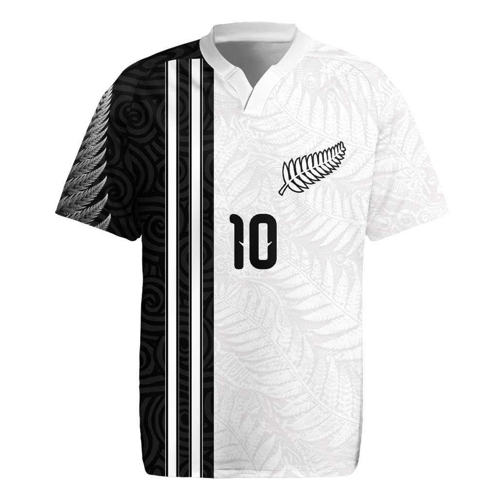 Custom New Zealand Football Rugby Jersey Silver Fern and Maori Tribal Black White Half Sporty Style LT03 Multicolor - Polynesian Pride