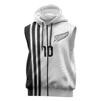 Custom New Zealand Football Sleeveless Zip Hoodie Silver Fern and Maori Tribal Black White Half Sporty Style LT03 Multicolor - Polynesian Pride