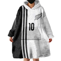Custom New Zealand Football Wearable Blanket Hoodie Silver Fern and Maori Tribal Black White Half Sporty Style LT03 - Polynesian Pride