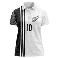 Custom New Zealand Football Women Polo Shirt Silver Fern and Maori Tribal Black White Half Sporty Style LT03 Female Multicolor - Polynesian Pride
