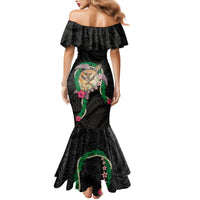 Hawaii Pikake and Maile Lei Family Matching Mermaid Dress and Hawaiian Shirt Honu Polynesian Pattern Black Color LT03 - Polynesian Pride