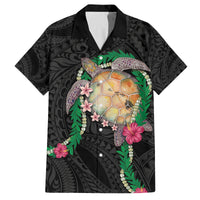 Hawaii Pikake and Maile Lei Family Matching Puletasi and Hawaiian Shirt Honu Polynesian Pattern Black Color LT03 Dad's Shirt - Short Sleeve Black - Polynesian Pride