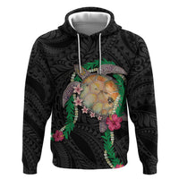 Hawaii Pikake and Maile Lei Hoodie Honu Polynesian Pattern Black Color LT03 Pullover Hoodie Black - Polynesian Pride