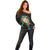 Hawaii Pikake and Maile Lei Off Shoulder Sweater Honu Polynesian Pattern Black Color