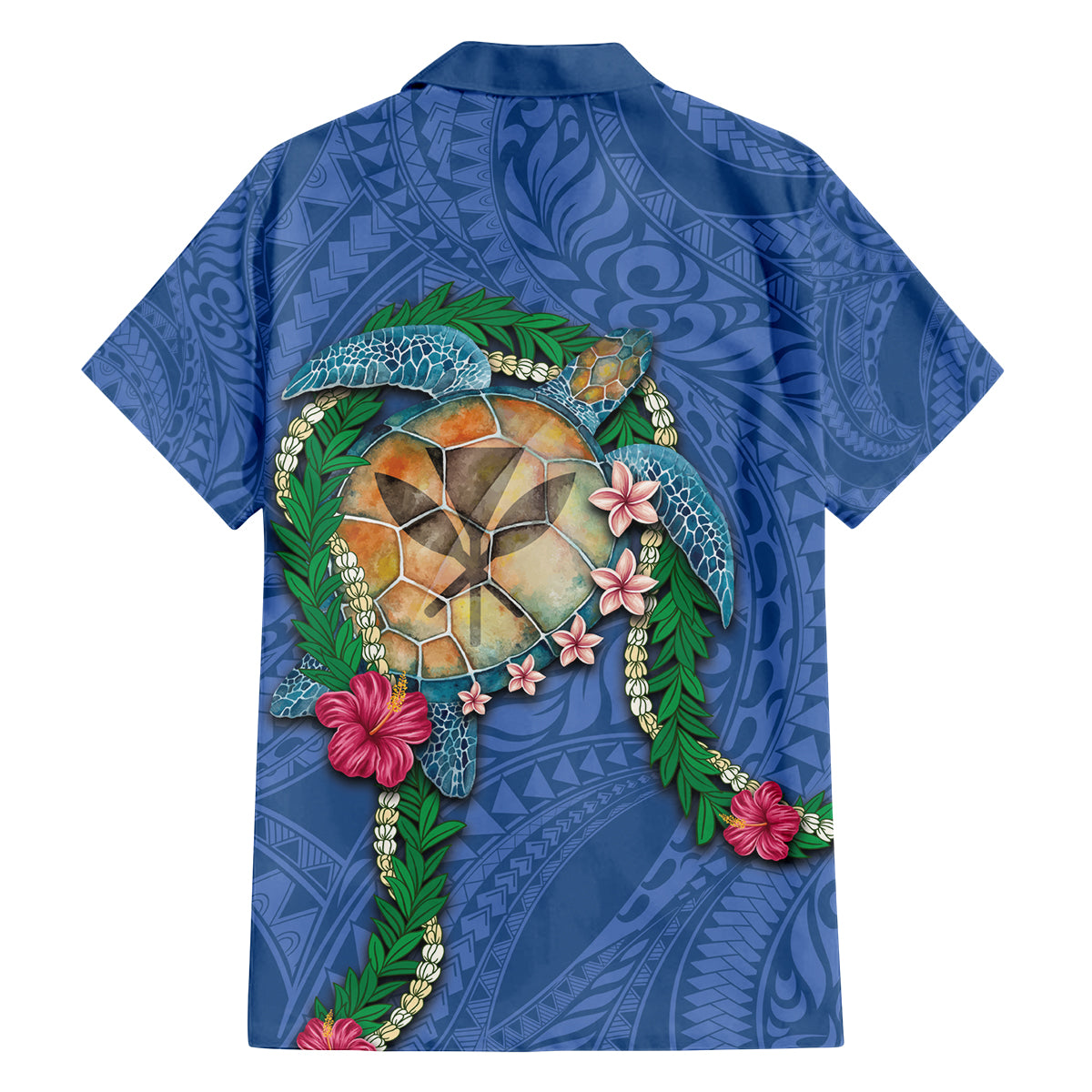 Hawaii Pikake and Maile Lei Family Matching Off Shoulder Maxi Dress and Hawaiian Shirt Honu Polynesian Pattern Blue Color LT03 - Polynesian Pride