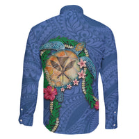 Hawaii Pikake and Maile Lei Family Matching Puletasi and Hawaiian Shirt Honu Polynesian Pattern Blue Color LT03 - Polynesian Pride