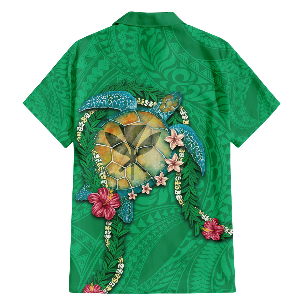 Hawaii Pikake and Maile Lei Family Matching Off Shoulder Maxi Dress and Hawaiian Shirt Honu Polynesian Pattern Green Color LT03 - Polynesian Pride