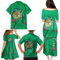 Hawaii Pikake and Maile Lei Family Matching Puletasi and Hawaiian Shirt Honu Polynesian Pattern Green Color LT03 - Polynesian Pride