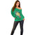 Hawaii Pikake and Maile Lei Off Shoulder Sweater Honu Polynesian Pattern Green Color