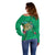 Hawaii Pikake and Maile Lei Off Shoulder Sweater Honu Polynesian Pattern Green Color