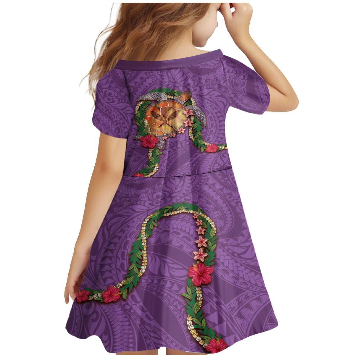Hawaii Pikake and Maile Lei Family Matching Mermaid Dress and Hawaiian Shirt Honu Polynesian Pattern Pink Color LT03 - Polynesian Pride