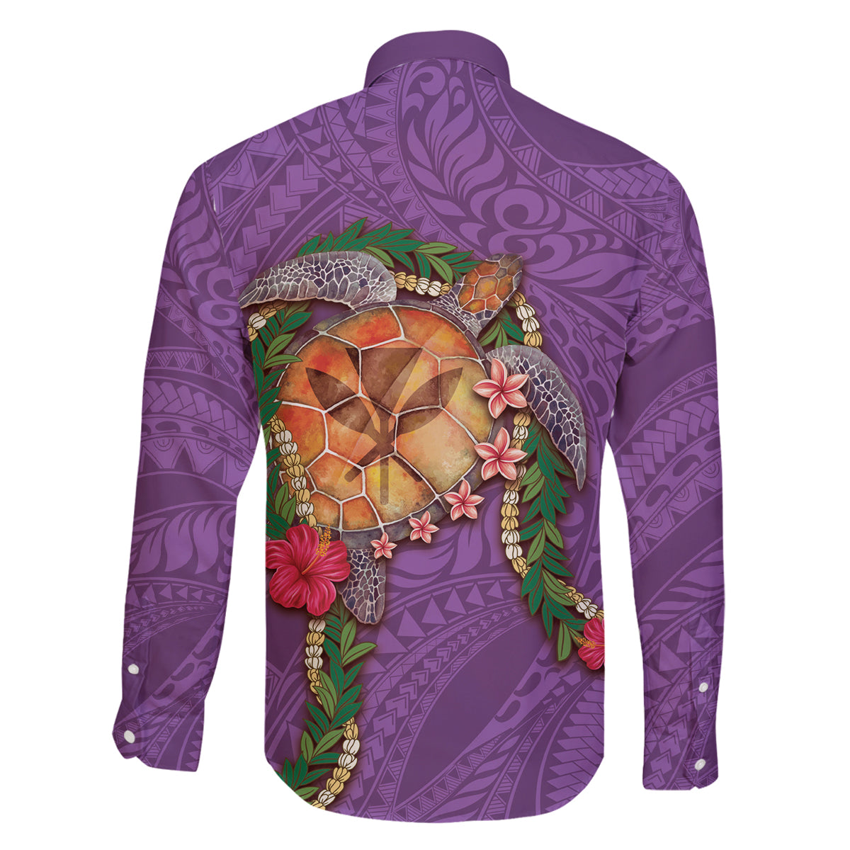 Hawaii Pikake and Maile Lei Family Matching Off Shoulder Maxi Dress and Hawaiian Shirt Honu Polynesian Pattern Pink Color LT03 - Polynesian Pride