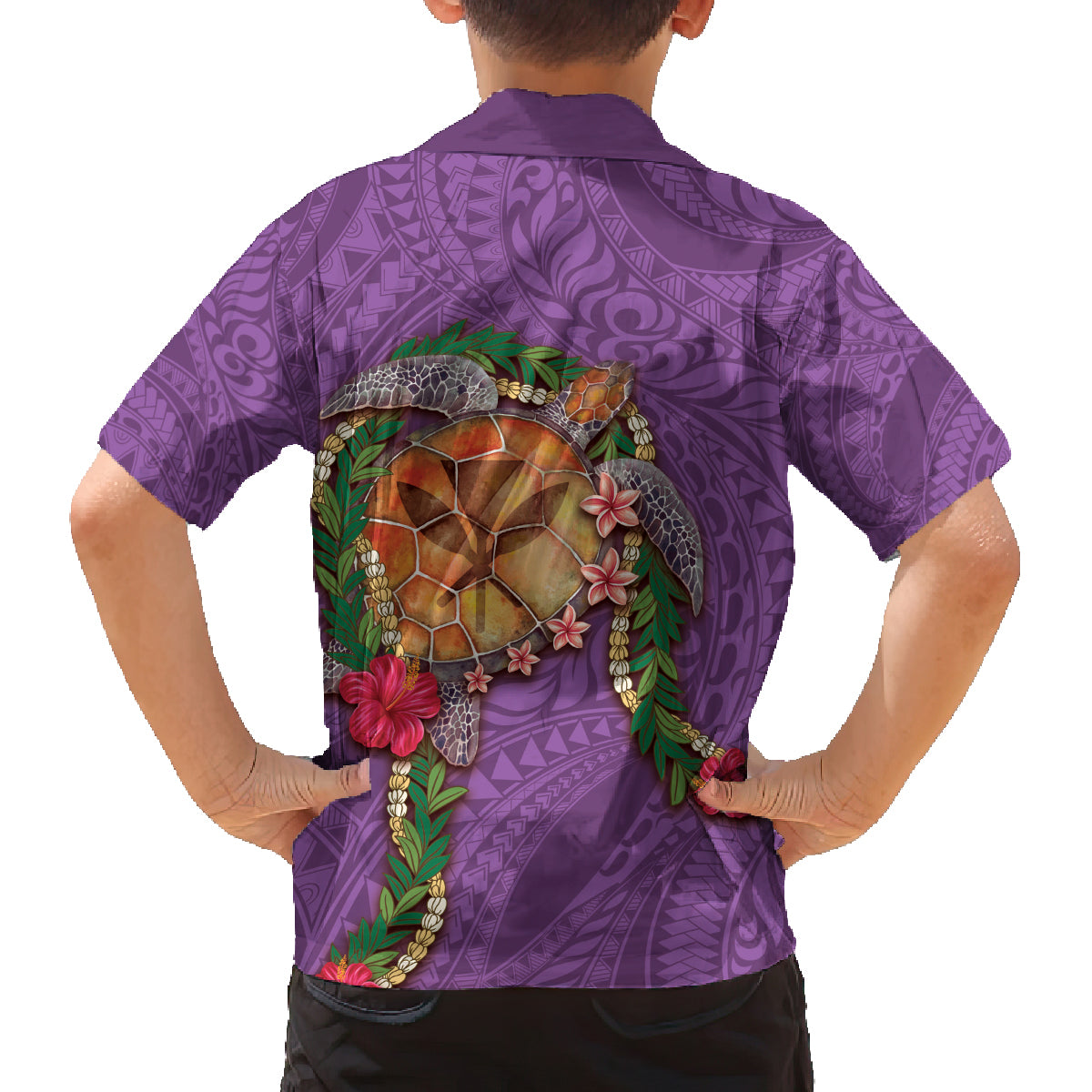 Hawaii Pikake and Maile Lei Family Matching Puletasi and Hawaiian Shirt Honu Polynesian Pattern Pink Color LT03 - Polynesian Pride