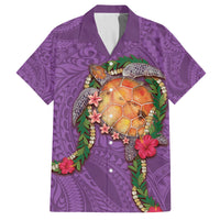 Hawaii Pikake and Maile Lei Family Matching Puletasi and Hawaiian Shirt Honu Polynesian Pattern Pink Color LT03 Dad's Shirt - Short Sleeve Pink - Polynesian Pride