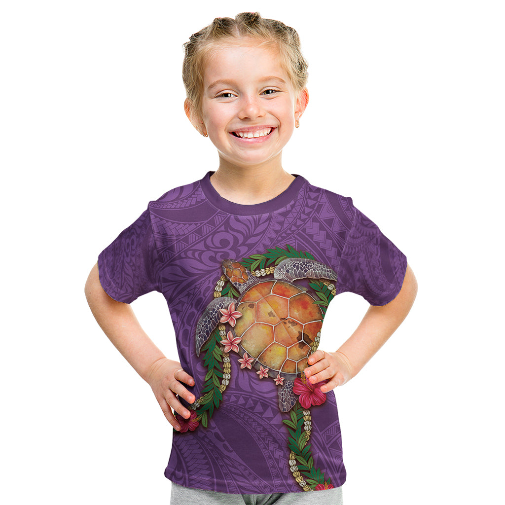 Hawaii Pikake and Maile Lei Kid T Shirt Honu Polynesian Pattern Pink Color