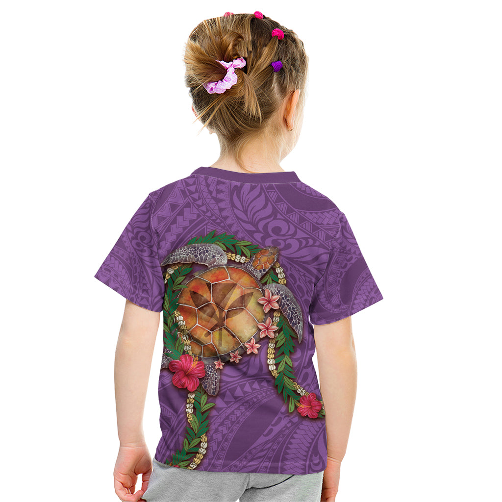 Hawaii Pikake and Maile Lei Kid T Shirt Honu Polynesian Pattern Pink Color