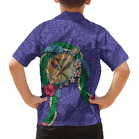 Hawaii Pikake and Maile Lei Family Matching Puletasi and Hawaiian Shirt Honu Polynesian Pattern Purple Color LT03 - Polynesian Pride