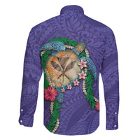 Hawaii Pikake and Maile Lei Family Matching Puletasi and Hawaiian Shirt Honu Polynesian Pattern Purple Color LT03 - Polynesian Pride