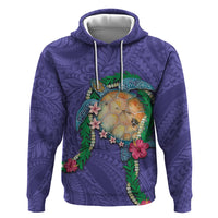 Hawaii Pikake and Maile Lei Hoodie Honu Polynesian Pattern Purple Color