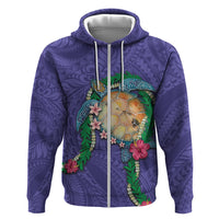 Hawaii Pikake and Maile Lei Hoodie Honu Polynesian Pattern Purple Color