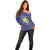 Hawaii Pikake and Maile Lei Off Shoulder Sweater Honu Polynesian Pattern Purple Color